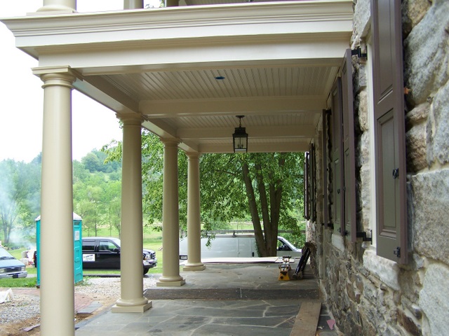 Completed portico framing